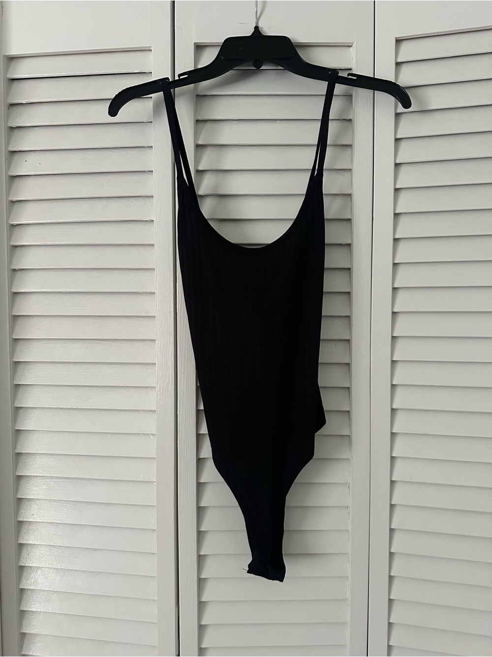 Black Ribbed  One-Piece Bodysuit size L